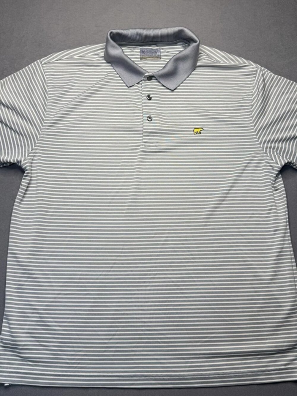 Jack Nicklaus Golden Bear Polo Shirt XL White Silver Striped Golf Performance